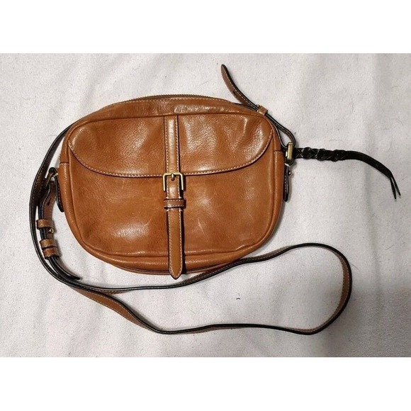 Fossil Handbags - Fossil Vintage Brown Leather Folding‎ Flap Saddle Bag Purse Crossbody